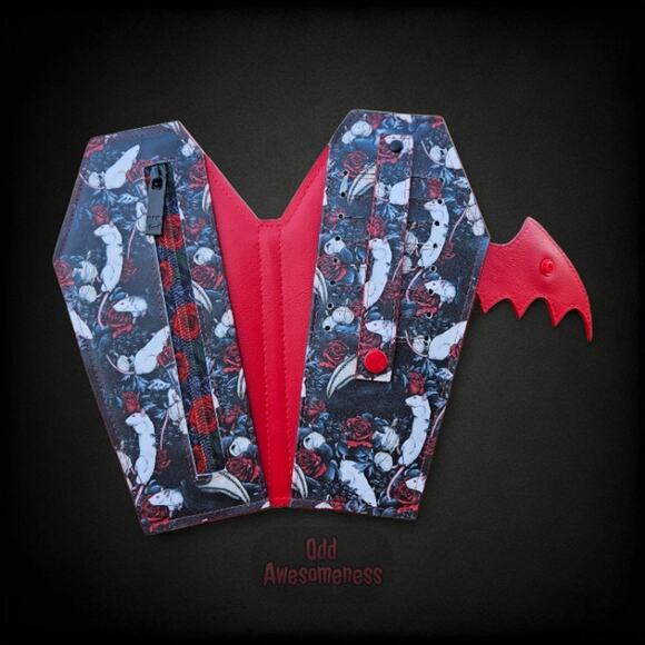 Coffin Wallet Plague Doctor Roses Rats Bifold Vinyl Halloween Goth Scene Emo Alt - Picture 5 of 7